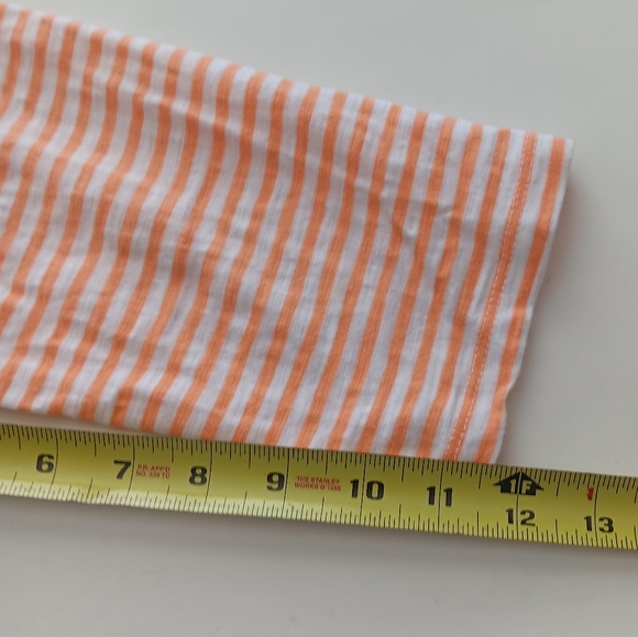 Talbots 100% Cotton  Striped Orange and WhiteTee Shirt Size L - Picture 6 of 7